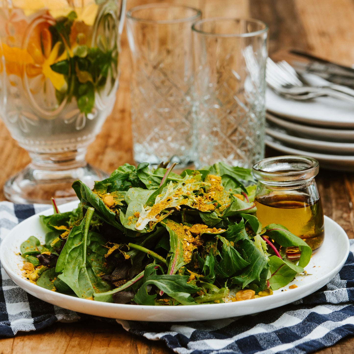 
                  
                    Green Salad with barrel aged red wine dressing
                  
                